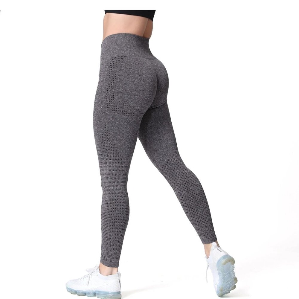Aoxjox Gray High Waist Seamless Leggings Charcoal Small Gym Training Workout